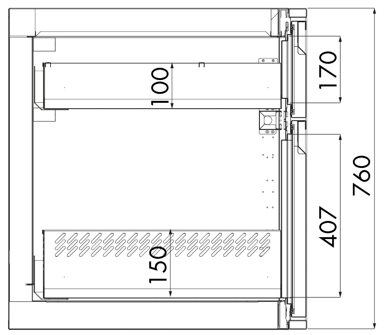 Schubladenstock 1/3 - 2/3, KH 760