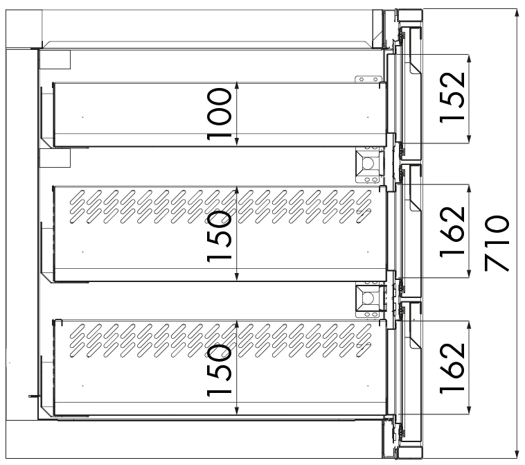 Schubladenstock 3x 1/3, KH 710