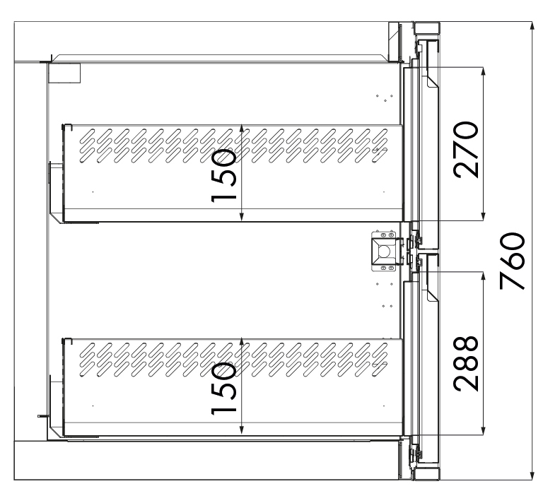 Schubladenstock 1/2 - 1/2, KH 760
