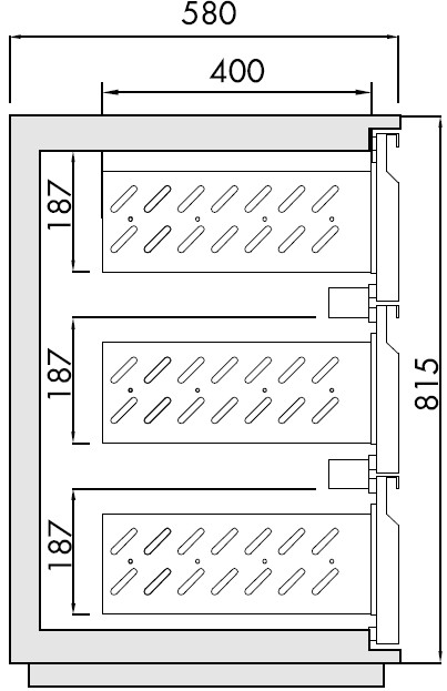 Schubladenstock 3x 1/3, T 580