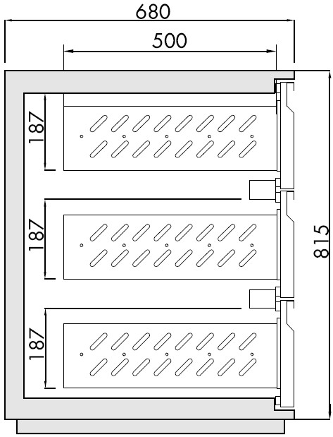 Schubladenstock ÜV-Auszug 3x 1/3, T 680