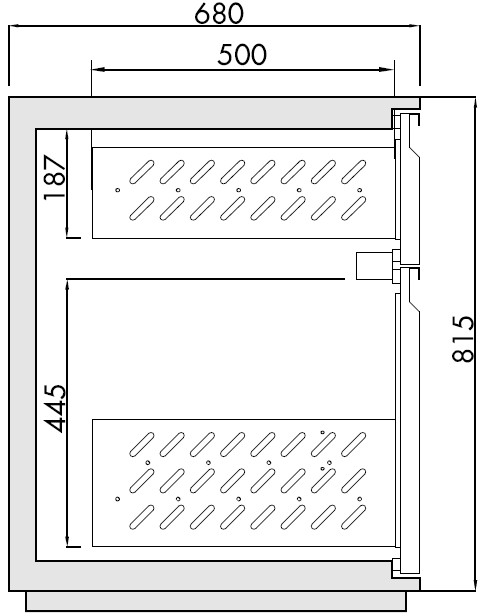 Schubladenstock ÜV-Auszug 1/3-2/3, T 680