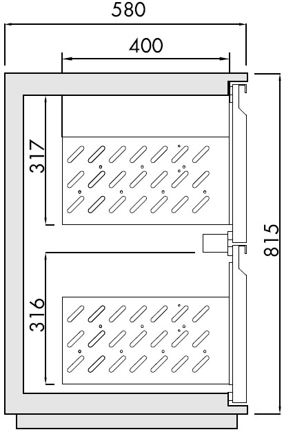 Schubladenstock 1/2 - 1/2, T 580