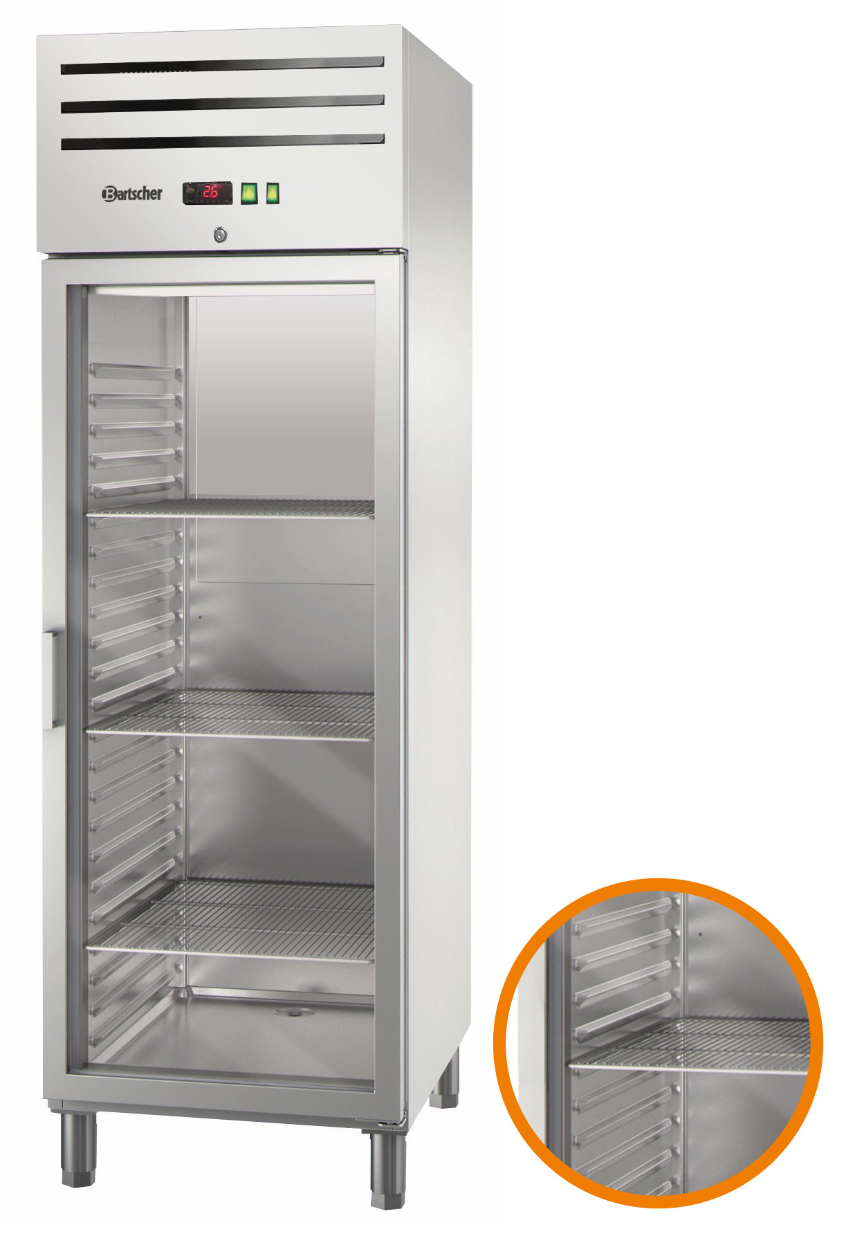 Kühlschrank Slim 700, Glastür, rechts