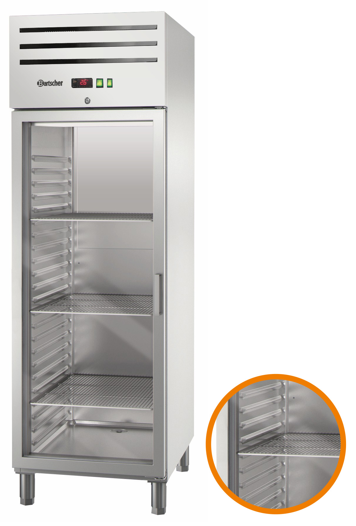Kühlschrank Slim 700, Glastür, links