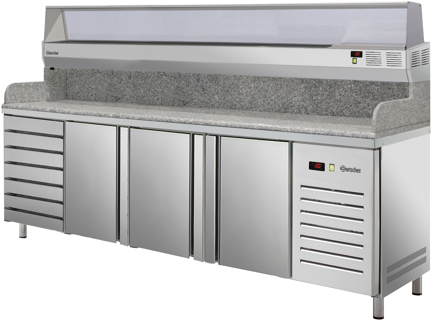 Pizzakühtlisch 2542, 3 Türen, 7 Schubl.